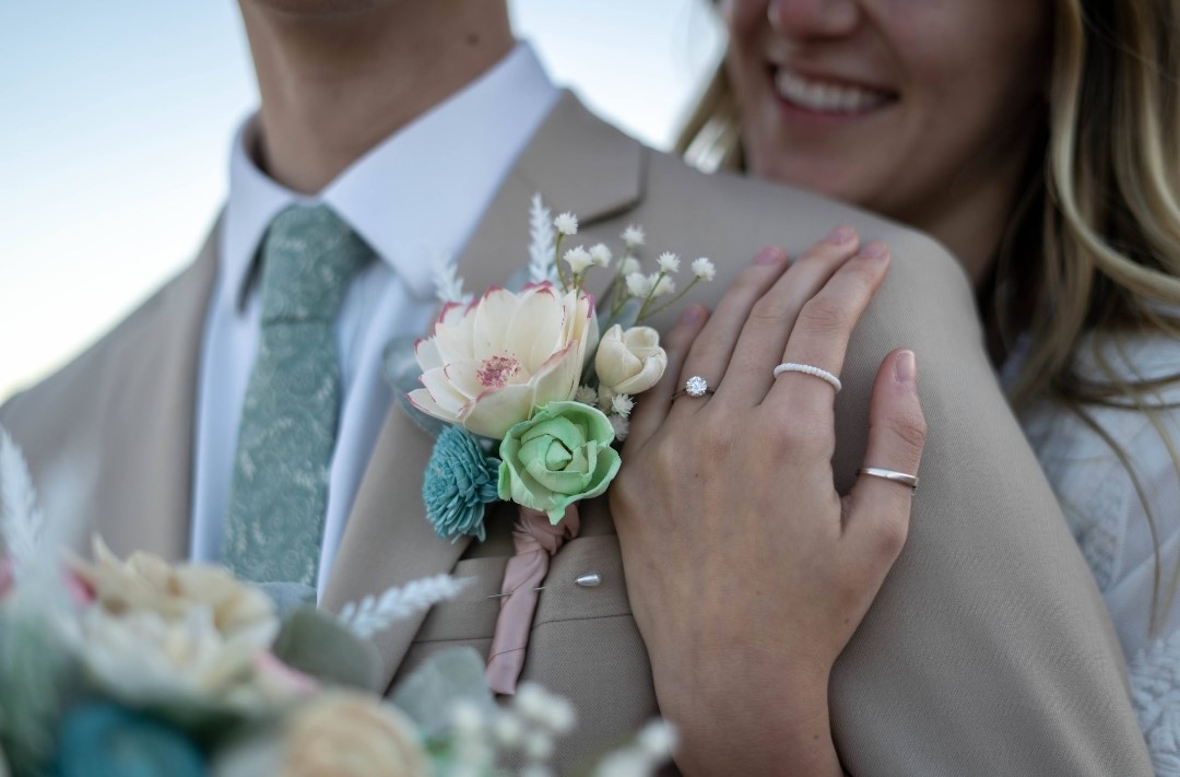 Brown groom boutonierre