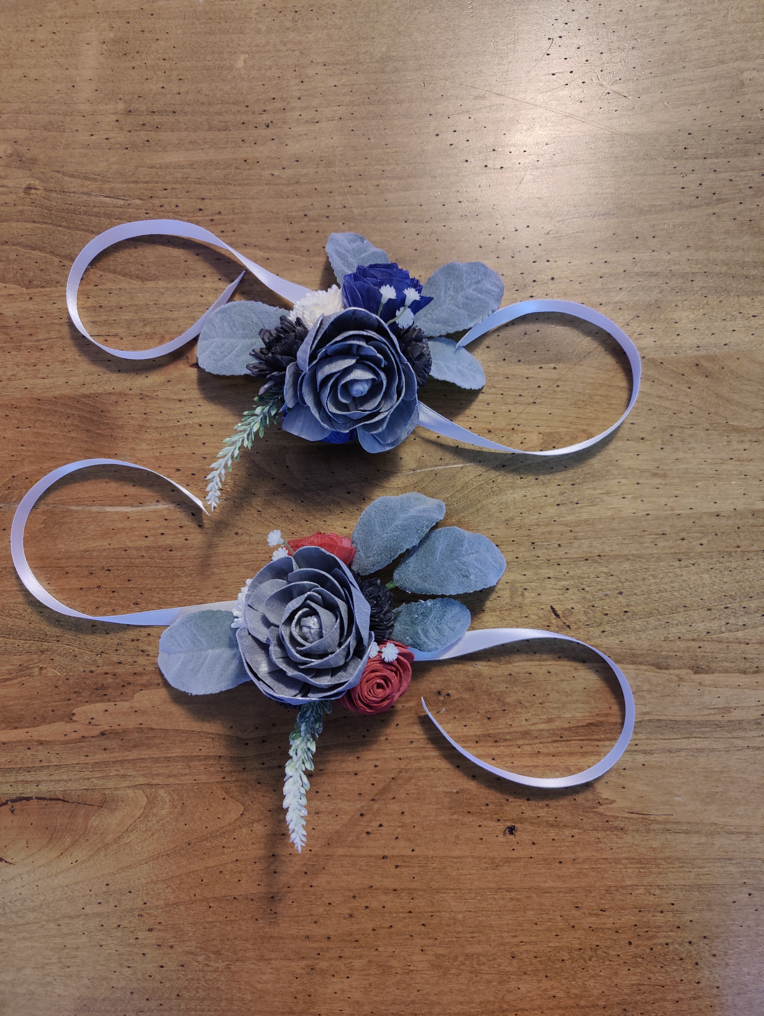 matching silver corsages